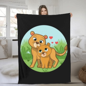 Discover Mother Lion Baby Lion Fleece Blankets