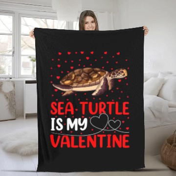 Discover Sea Turtle Fish Lover Funny Sea Turtle Is My Valen Fleece Blankets