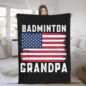 Discover Badminton Grandpa American Flag July Fleece Blankets