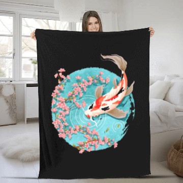 Discover koi carp fish graphic koi fish lover Fleece Blankets
