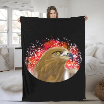 Discover Majestic Eagle with Fiery Background Fleece Blankets