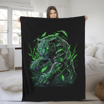 Discover Black & green liger products Fleece Blankets