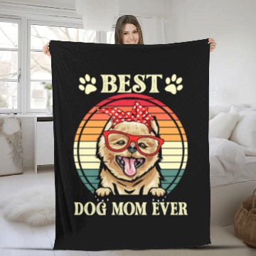 Discover Funny Best Pomeranian Dog Mom For Dog Lover Fleece Blankets