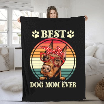 Discover Funny Best Doberman Dog Mom For Dog Lover Fleece Blankets