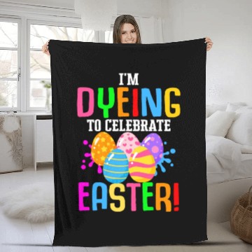 Discover Easter Colorful Egg Dye Rabbit Egg Hunt Fleece Blankets