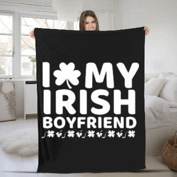 Discover i love my boyfriend st patricks day Fleece Blankets