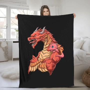 Discover Strong Dragon with Dragon Kid for a Dragon lovers Fleece Blankets