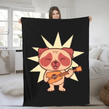 Discover Guitar Dog I Puppy I Kids Dog Fleece Blankets