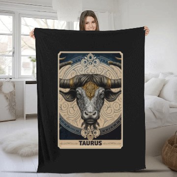 Discover Taurus Astrology Starsign Zodiac Tarot Card Witch Fleece Blankets