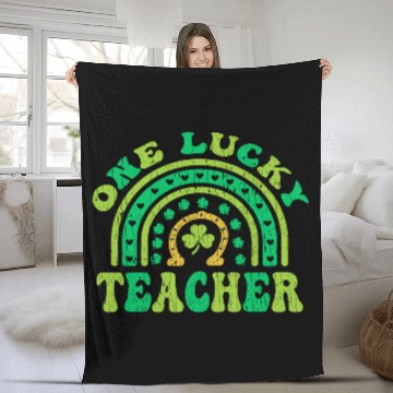 Discover St Patrick Day Shamrock One Lucky Teacher Fleece Blankets