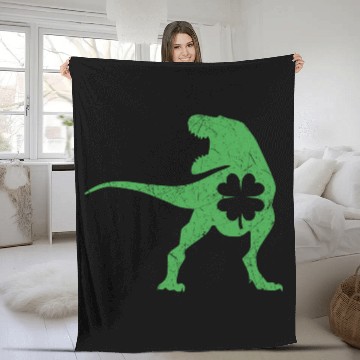 Discover Tyrannosaurus T Rex Dinosaur St Patricks Day Irish Fleece Blankets