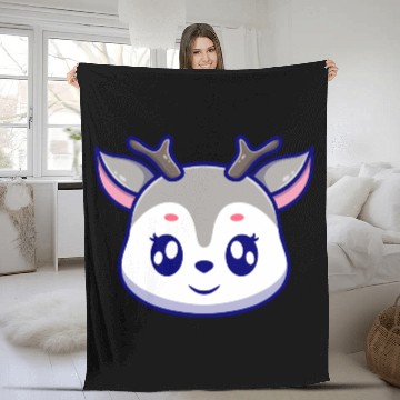 Discover Cute deer cartoon icon illustration gift Fleece Blankets