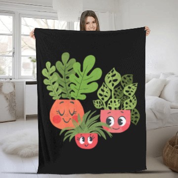 Discover Happy Plants Fleece Blankets
