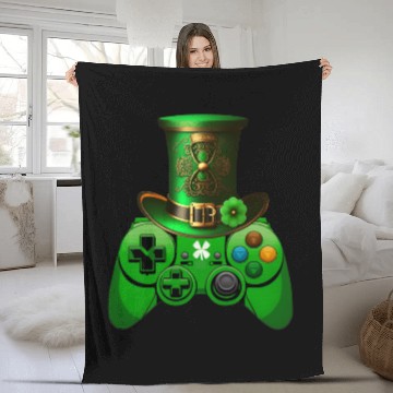 Discover St Patricks Day Video Game Fleece Blankets | Gamer Leprechau