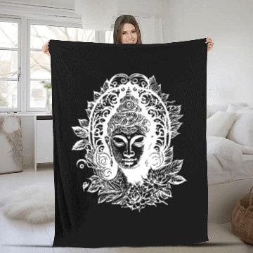 Discover Meditating Buddha Enlightenment Portrait Fleece Blankets
