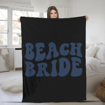 Discover Beach Bride Navy Blue Beach Theme Bachelorette Fleece Blankets