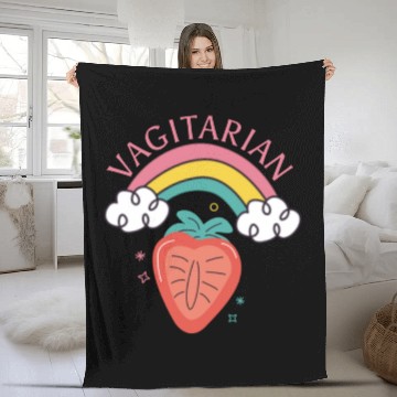 Discover Vagitarian - Lesbians Humor Quote - Funny Vegan Fleece Blankets