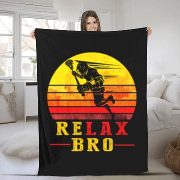 Discover Relax Bro Lacrosse Player Gift in Retro Vintage Fleece Blankets