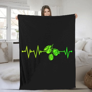 Discover Green Olive Heartbeat Fleece Blankets