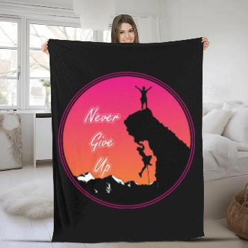 Discover Never give up rock climbing Fleece Blankets
