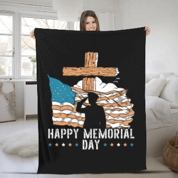 Discover Patriotic Veteran USA Flag American Memorial Day Fleece Blankets