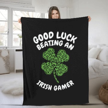 Discover St. Patrick's Day Gaming Shamrock Gamer Video Fleece Blankets