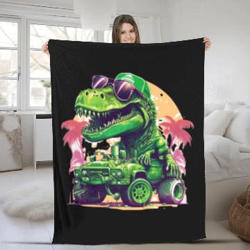 Discover St Patricks Day Dinosaur Monster Truck Trex Fleece Blankets