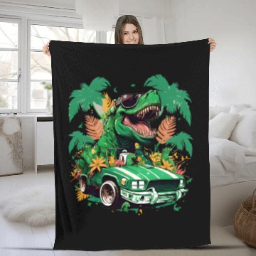 Discover St Patricks Day Dinosaur Monster Truck Trex Fleece Blankets