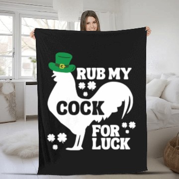 Discover Rub My Cock for Good Luck, Funny St Patrick's Day Fleece Blankets