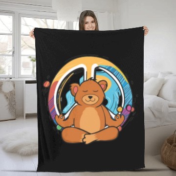 Discover Hippie Bear Peace Sign Yoga Cool Bears Funny Pet Fleece Blankets