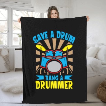 Discover Drummer Drums Music Drum Set Drumming Fleece Blankets