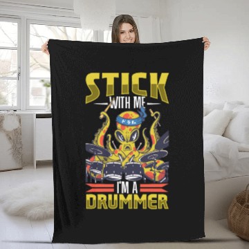 Discover Drummer Drums Music Drum Set Drumming Fleece Blankets