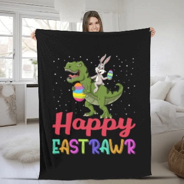 Discover Dinosaur Bunny Happy Easter Sunday Fleece Blankets