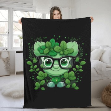 Discover cute st Patricks day cute shamrock wherein glasses Fleece Blankets