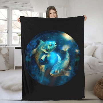 Discover Pisces zodiac sign Fleece Blankets