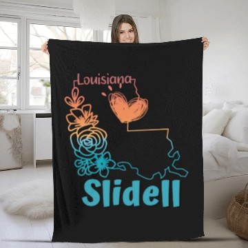 Discover I love my home town Slidell Louisiana Fleece Blankets