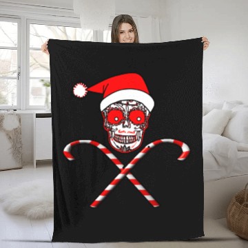 Discover Sugar Skull And Candy Canes Fleece Blankets