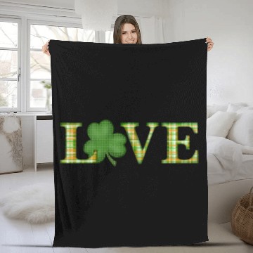 Discover Plaid Shamrock Love design Fleece Blankets
