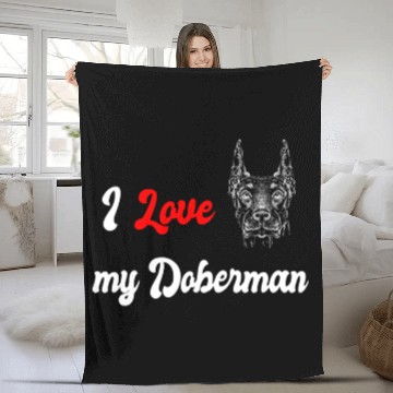 Discover I love my Doberman Fleece Blankets