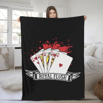 Discover Poker Card Game Skat Poker Night Royal Flush Check Fleece Blankets