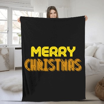 Discover Merry Christmas Yellow Neon Colors Fleece Blankets