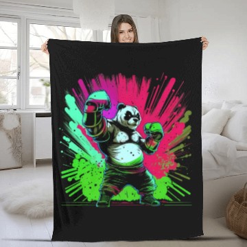 Discover Cool Colorful Panda Boxer MMA Martial Arts Fleece Blankets