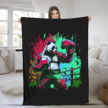 Discover Angry Colorful Panda Boxer MMA Martial Arts Fleece Blankets
