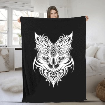 Discover Cute Kittens In Tattoo Style Fleece Blankets
