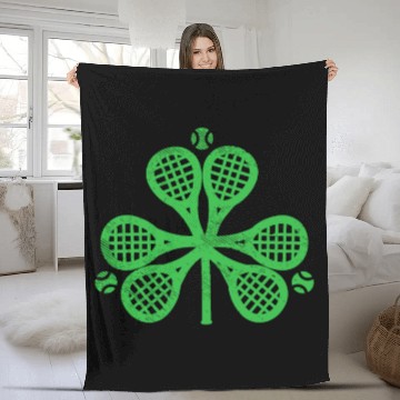 Discover Tennis Shamrock Clover St Patricks Day Player Coac Fleece Blankets