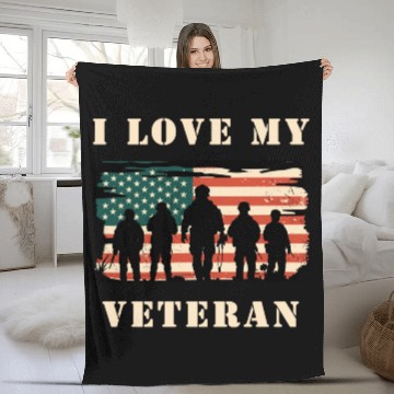 Discover I Love My Veteran Fleece Blankets