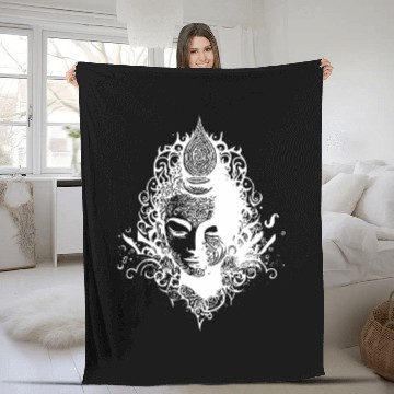 Discover Meditating Buddha Portrait Spiritual Nature Fleece Blankets