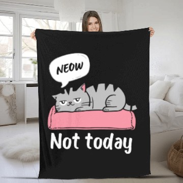 Discover Funny Lazy Bored Cat | For Cat Mom Cat lovers Fleece Blankets