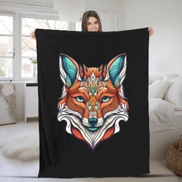 Discover Fox Face Fleece Blankets