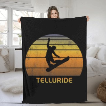 Discover Retro Telluride Colorado Snowboarding Fan Fleece Blankets